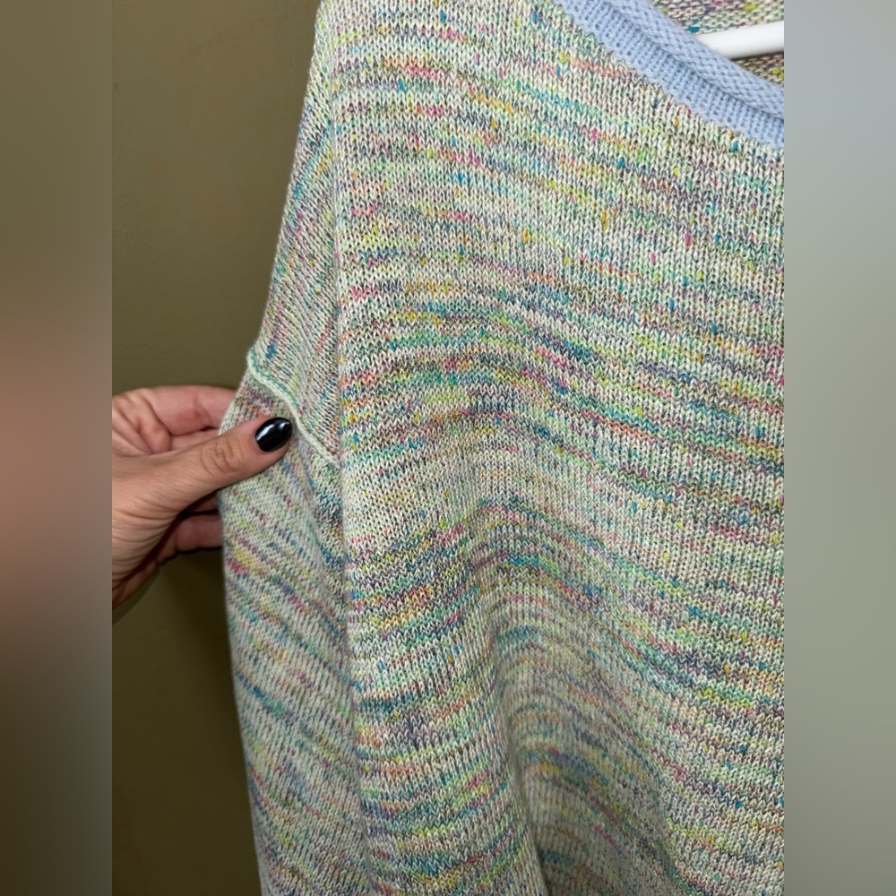 Free People Frayed Colorful Knit Sweater small - Picture 6 of 8